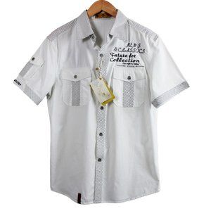 Wera White Short Sleeve Button Down Aviation Shirt